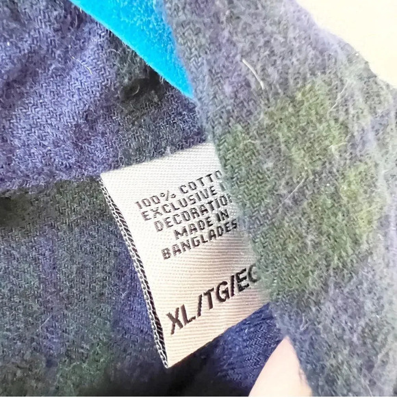 Chaps Ralph Lauren Blue Plaid Cotton Flannel Button Down Size XL Black Watch - Picture 4 of 7